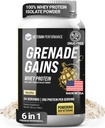 Grenade Gains Whey Isolate Powder med kreatin, L-Carnitine & Beta-Alanine - Tredjepartstestade, Gluten-Free, inga konstgjorda sötningsmedel - USA Made, Vanilla, 24 portioner