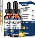 Magnesium Glycinate Liquid Drops 500mg - Triple Magnesium Complex Supplement med Citrate, Malate, Ashwagandha, L-Theanine, Vitamin B6 för sömn, stressavlastning, muskel, ananas Flavor 4 Fl Oz