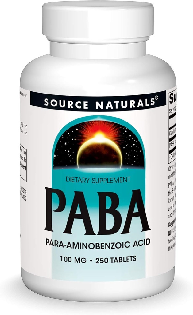 Källa Naturals PABA, para-Amino Benzoic Acid, 100 mg Kosttillskott - 250 tabletter
