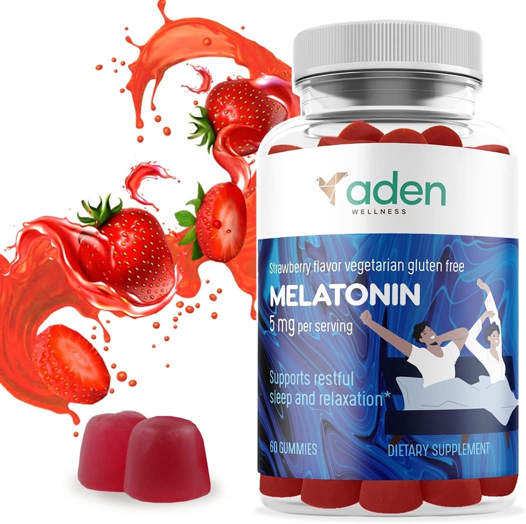 Extra styrka Melatonin Gummies för vuxna och tonåringar - 5 mg per portion - naturliga hjälpmedel - Calm Gummies för en god natts vila - 60 Chews