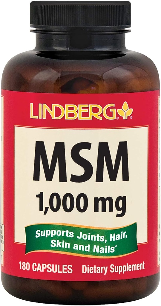 MSM Capsules | 1000mg | 180 greve | Sulfur | Non GMO, Gluten Free Supplement | Av Lindberg
