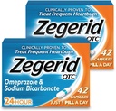 Zegerid OTC, Omeprazole Plus Sodium Bicarbonate, 24 Hour, Proton Pump Inhibitor (PPI), Heartburn Medicine, Acid Reducer, två 42ct Cartons