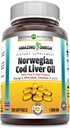 Fantastisk Omega Norwegian Cod Liver Oil 1000 Mg Softgels Supplement | Omega-3, EPA, DHA, Vitamin A, D & Vitamin E (Orange | 250 Count)
