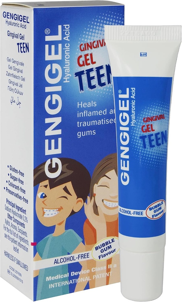 Gengigel Teen Hyaluronic Acid Oral Gel för mun & Gum Discomfort (15 ml), Soothes Irritation, främjar naturlig läkning & Skyddar Delicate Oral Tissue, No Paraben eller SLS, Vegan & Kosher