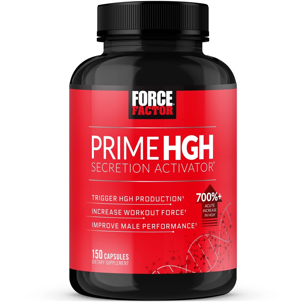 FORCE FACTOR Prime HGH Secretion Activator Supplement for Men with L-Arginine and L-Glutamine to Trigger HGH Production, Boost Workout Force och Improve Athletic Performance, 150 Capsules