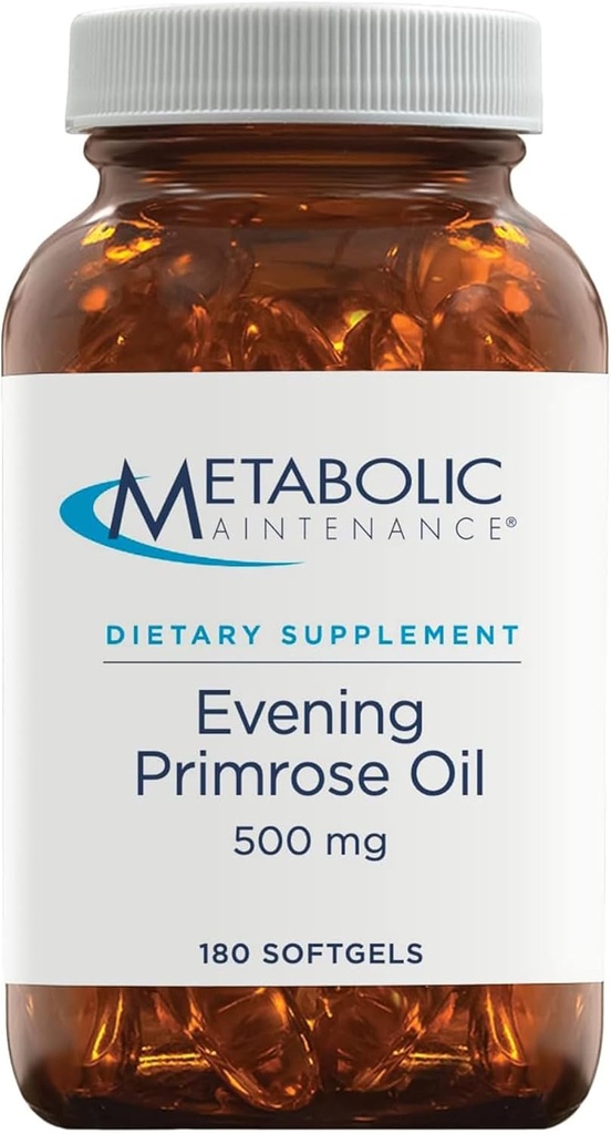 Metabolic Maintenance Evening Primrose Oil Capsules - 500 Milligram, Cold Pressed GLA + LA (180 Softgels)