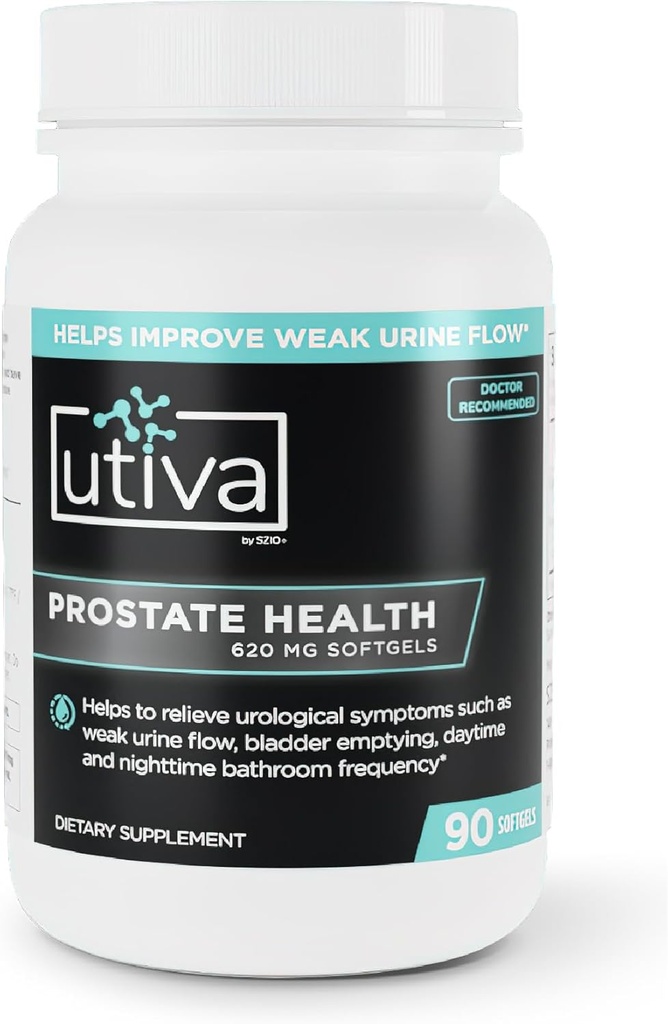 Utiva Prostate Health Supplement för Män - Naturformel för prostatafunktion och urinflöde - Beta-Sitosterol och Saw Palmetto Prostate Supplement - Tillverkad i Kanada, 90 Softgels