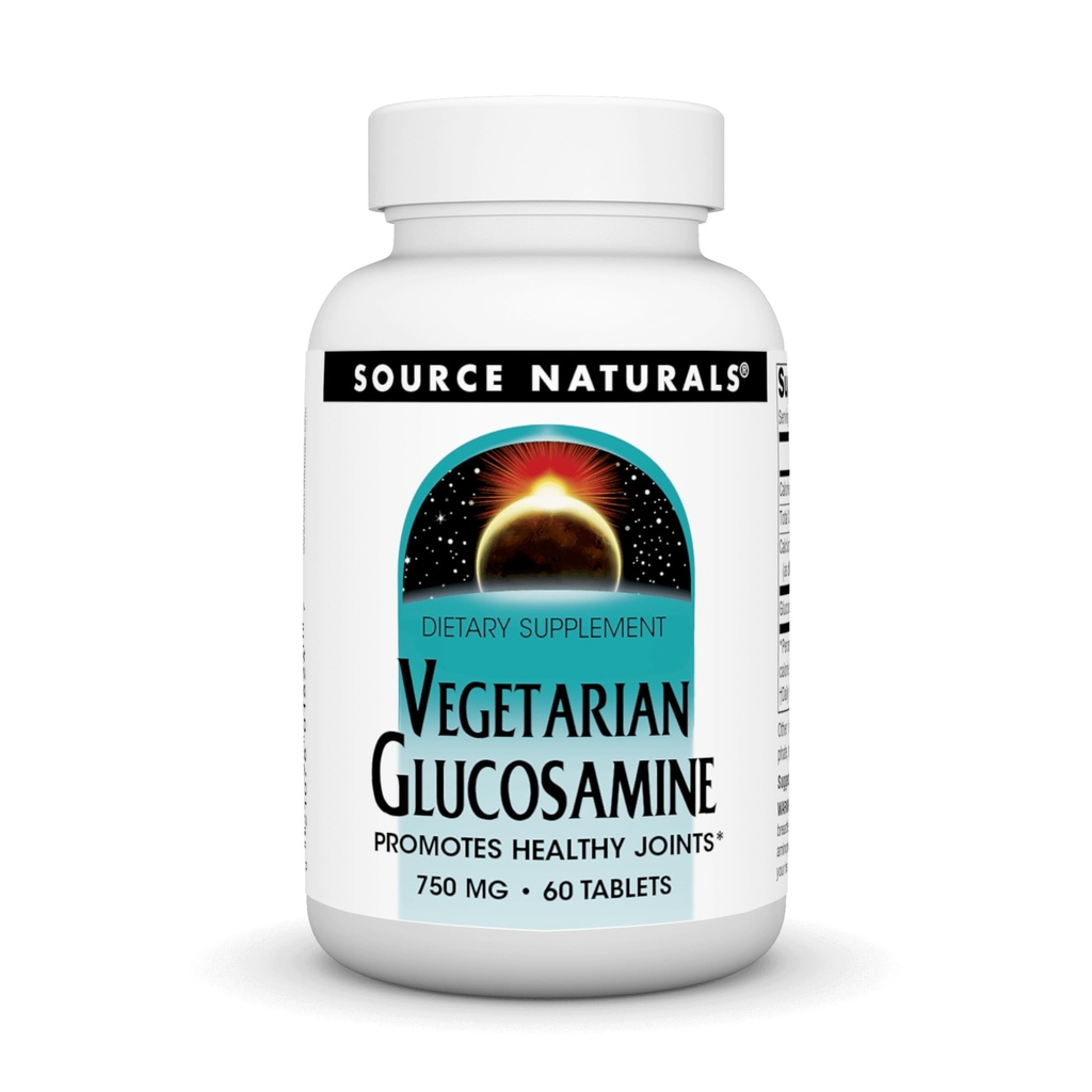 Källa Naturals Vegetarisk glukosamin, främjar hälsosamma gemensamma *, 750 mg - 60 tabletter