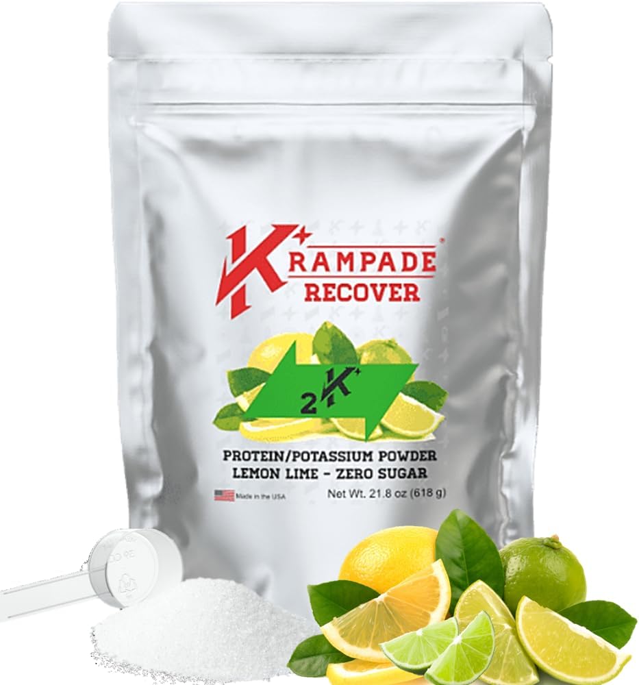 Krampade Whey Protein Electrolytes Powder | 30g Protein & 7g BCAA + 2.000mg Kalium Supplement + Magnesium | >2X Mer K + än kokosvatten
