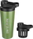 DIW 24 oz Shaker Bottle, Rostfritt stål Shaker Bottle med bullerfri design, isolerad metall Shaker Cup för proteinblandningar och Pre Workout, Gym Bottle Shaker (grön)
