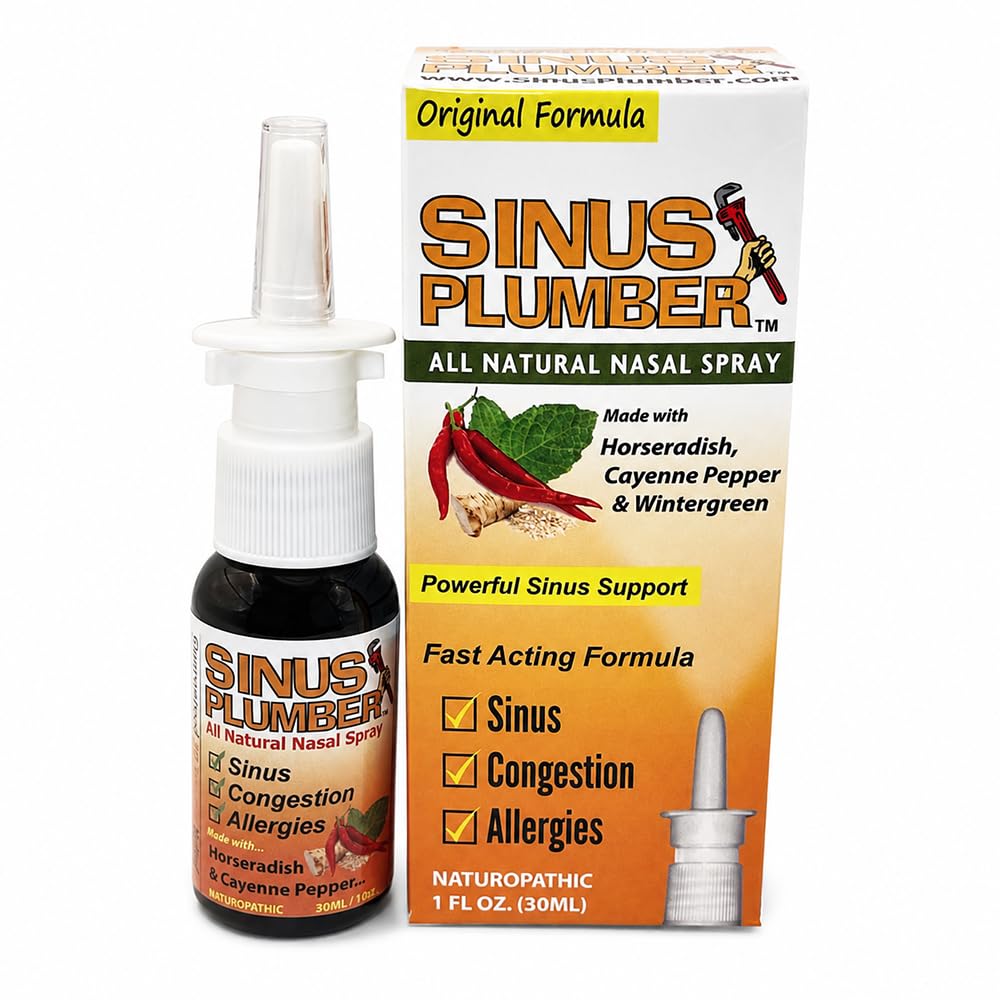 Sinus Plumber Pepper Nasal Spray, Allergy och Sinus Relief, Överbelastning, Huvudvärk, 1 fl oz