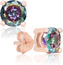 Handgjord Rose Gold Plated Natural Mystic Topaz Sterling Silver Stud Earrings
