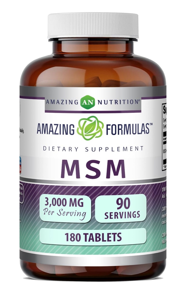Fantastiska formler MSM (Methylsulfonylmetan) Supplement | 1500 Mg Per Servering Supplement | 180 tabletter | Non-GMO | Gluten Free | Made in USA