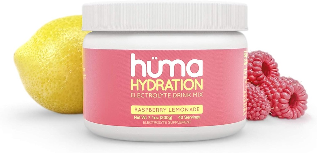 HUMA CHIA Hydration Drink Mix, Raspberry Lemonade 40 Servings - Low Calorie, High Electrolyte Powder - 100% naturlig, 1g Sugar, 10 Cal