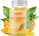 Nattokinase Gummies 12 000 FU, Serrapeptase Gummies 360.000 SPU Enzyme Supplement med Bromelain Papain & Inulin för cirkulation, Gut, Digestion Support, Vegan, Non GMO, 60 Counts