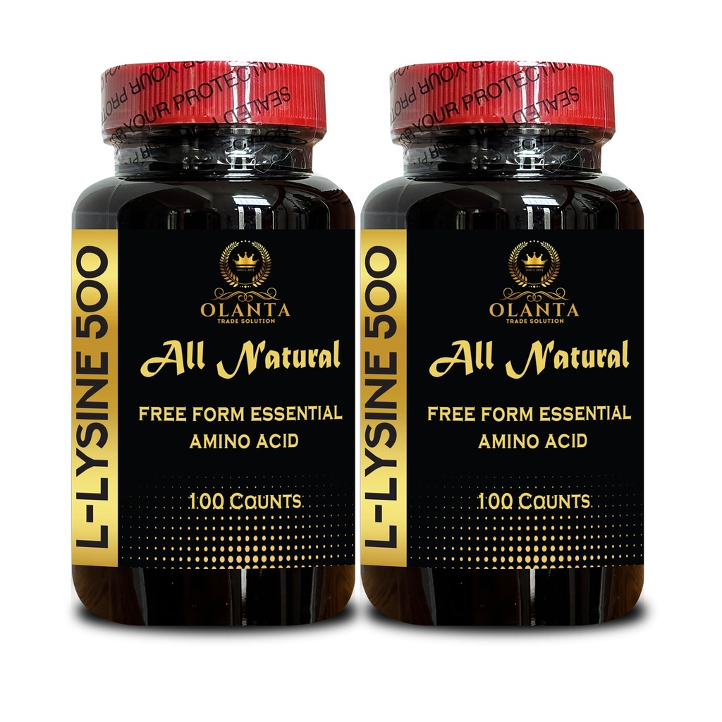 L-LYSINE Amino Supplements - Lysine Supplement Supports Healthy Lip och Oral Tissue, Amino Acid Lysine Hydrochloride, Nitrogen Balance - 2 flaskor 200 grejer