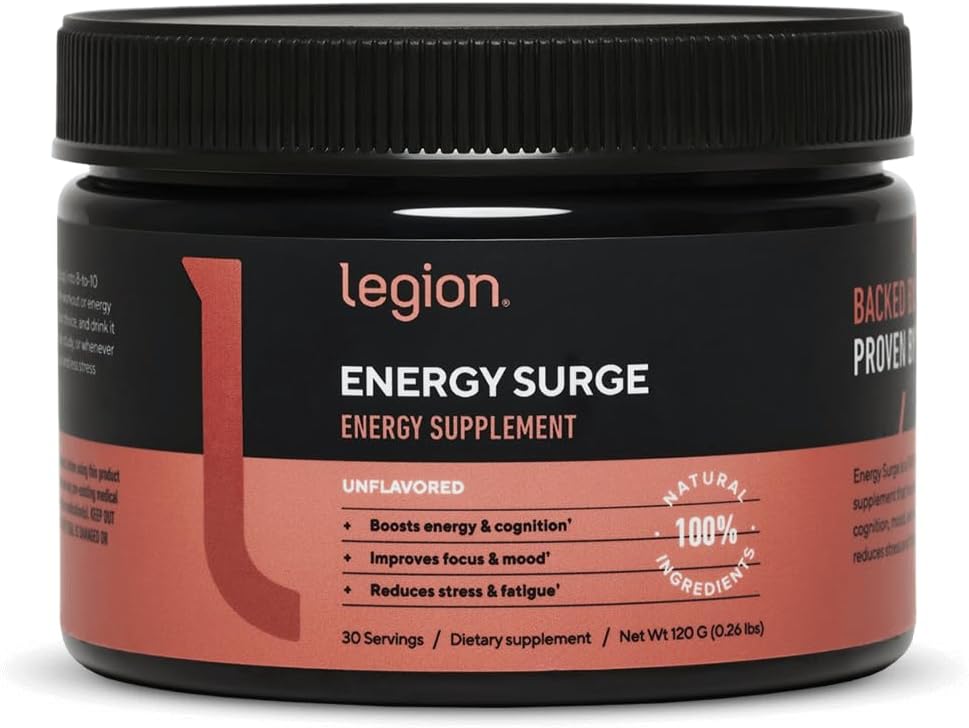 LEGION Energy Supplement - Osmakad energidryckspulver - Koffeinpulver med taurin och vitamin B-komplex - Naturligt sötad energipulver för hälsosam energidryck (120 g)