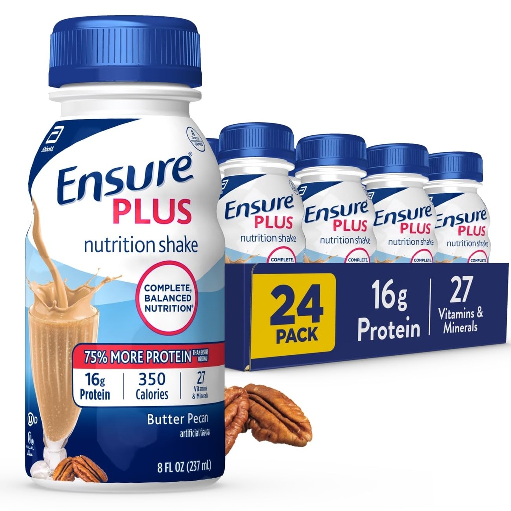 Säkerställ Plus Butter Pecan Nutrition Shake | Meal Replacement Shake | Redo att dricka | 16g protein och 27 Vitaminer och mineraler | 8 fl oz - 24 Pack