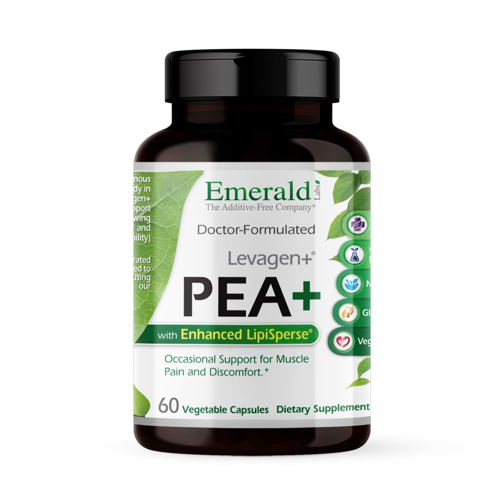 Emerald Laboratories Pea + med Levagen + - Stöd Joint & Muscle Health med Meriva Curcumin, OptiMSM & Levagen + Pea * - Non-GMO, Vegan, Gluten-Free - 60 Vegetabiliska kapslar