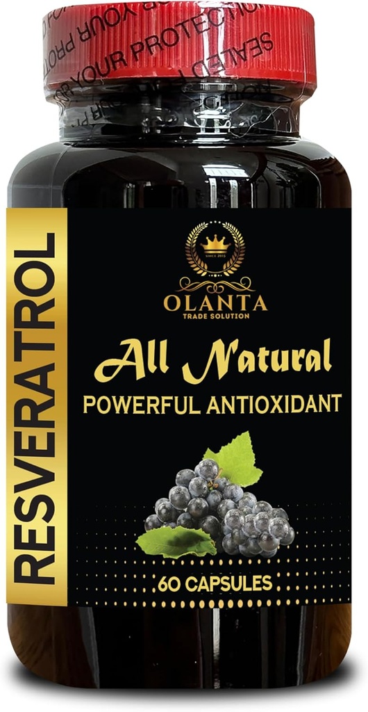 RESVERATROL EXTRACT - Non-GMO immune supplements, Antioxidant supplements, Eye support antioxidant, Energy and focus supplements, Vitamin C and immune support - 1 Bottle 60 Capsules