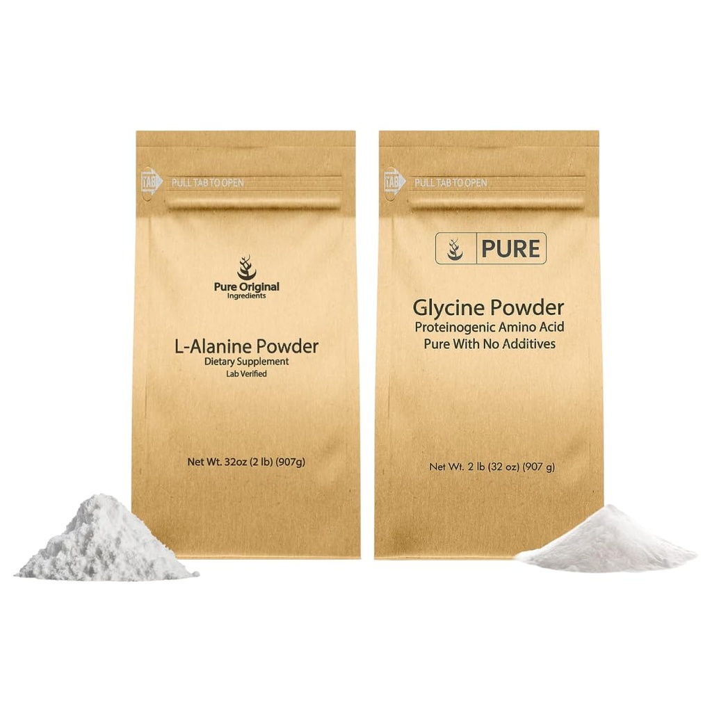 PURE ORIGINAL INGREDIENTS L-Alanine & Glycine Powder Bundle (2 lb Vardera), Supplement Powders, Pure & Undiluted