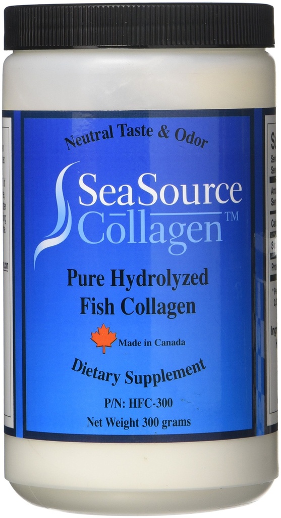 SeaSourceTM Collagen Pure HYDROLYZED Fish Collagen Dietary Supplement Powder - Tillverkad i Kanada från The Skins of Wild Caught Cod.