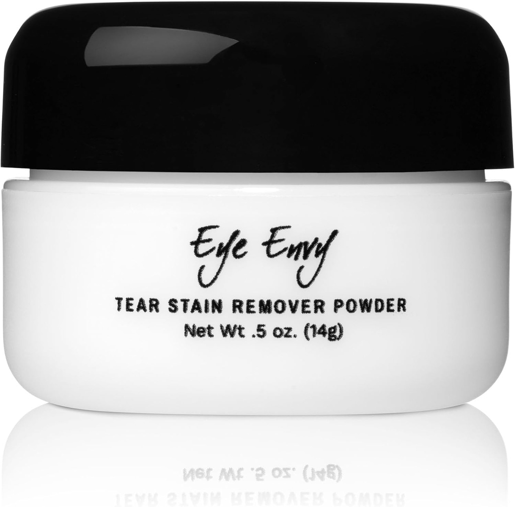 Eye Envy Tear Stain Remover Powder för hundar och katter. 100% naturligt, säkert. Applicera runt ögon. Absorber och Repels Tears. Håller Area Dry. behandlar orsaken till färgning. Tillverkad i USA. (.5 oz)