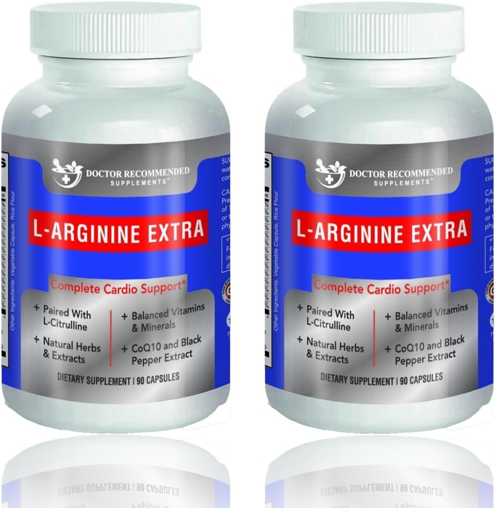 DOCTOR RECOMMENDED SUPPLEMENTS Premium L-arginin 1000 MG Nitric Oxide Formel stöder Cardio Health, Nitric Oxide Production, Stamina & More - 2 Pack