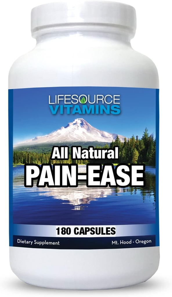 LifeSource Vitamins All Natural Pain Ease - 20 synergistiska örter och enzymer som naturligt och säkert stöd: Huvudvärk och migrän - knän - axlar - gemensamma - Leg Pain - Spänning