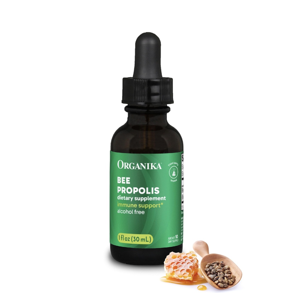 Organika Bee Propolis Tincture 1 uns: Vegan Propolis Extract - Throat and Breathing - Gratis från Gluten, GMO och Artificiella smaker - 10 Day Prop Drops Supply