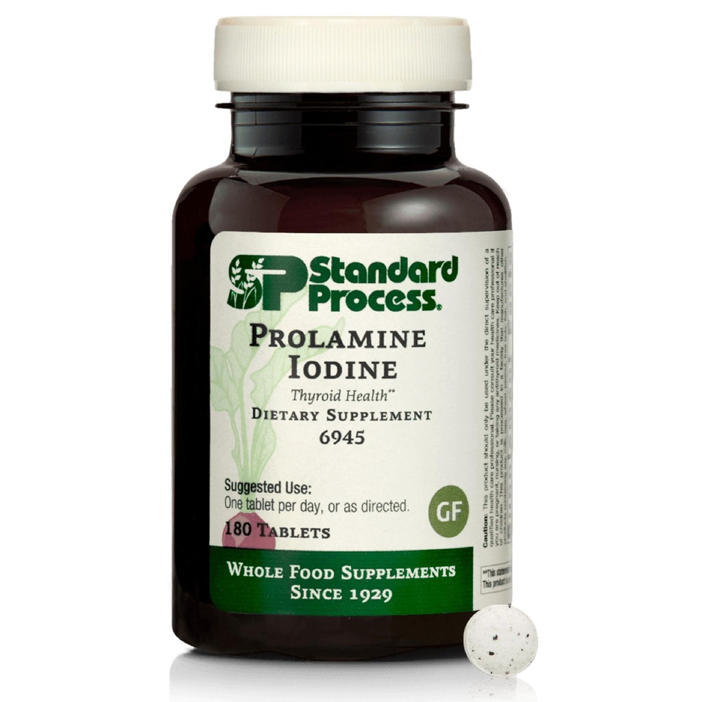 Standard Process Prolamine Iodine Thyroid Health Dietary Supplement - Vegan, Gluten-Free, Non-Dairy och Non-Soy - Essential Endocrine Support - 180 tabletter