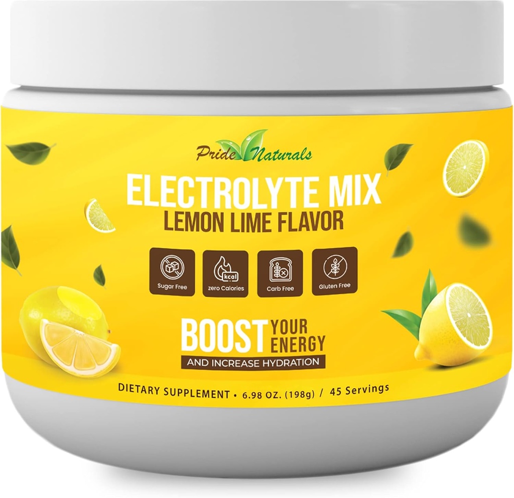 Electrolyte Powder - Refreshing Workout Recovery Electrolytes, Sugar Free, Gluten Free & Vegan, Pure Keto & Paleo Hydration Beverage, Immune Boosting Vitamins (198 Grams, Lemon Lime)