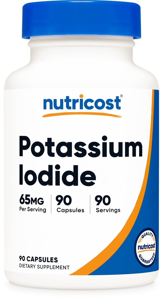 Nutricost kaliumjodid (KI), 90 kapslar, 65mg kaliumjodid per servering, vegetarisk, icke-GMO & Glutenfri