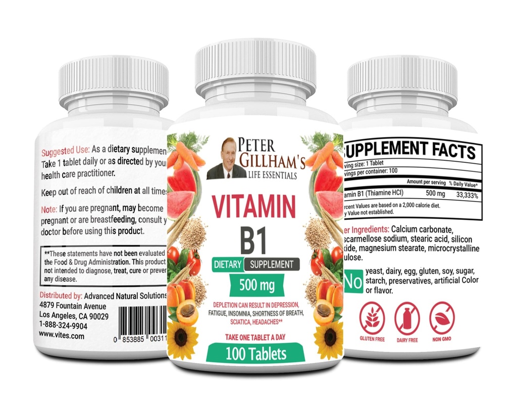 Peters val B1 tabletter kosttillskott (B1 500mg, 100 tabletter)