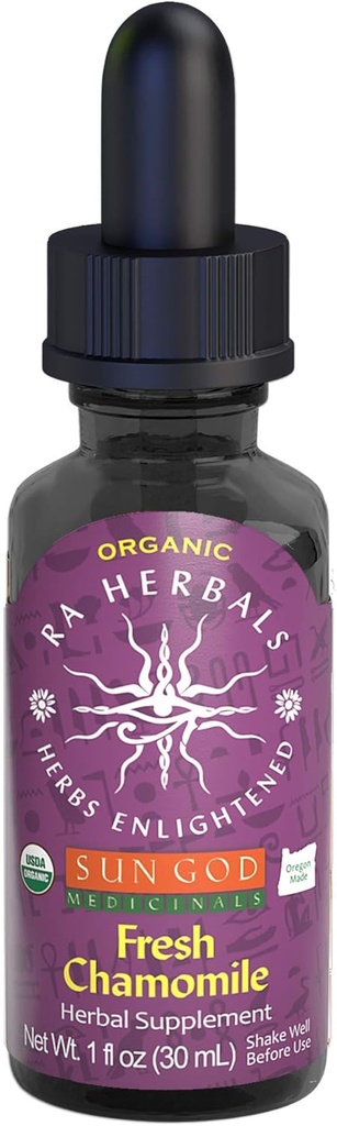 RA Herbals - Certifierad organisk lugnande färsk kamomill tinktur | Färsk blandning för avkoppling | 1 oz
