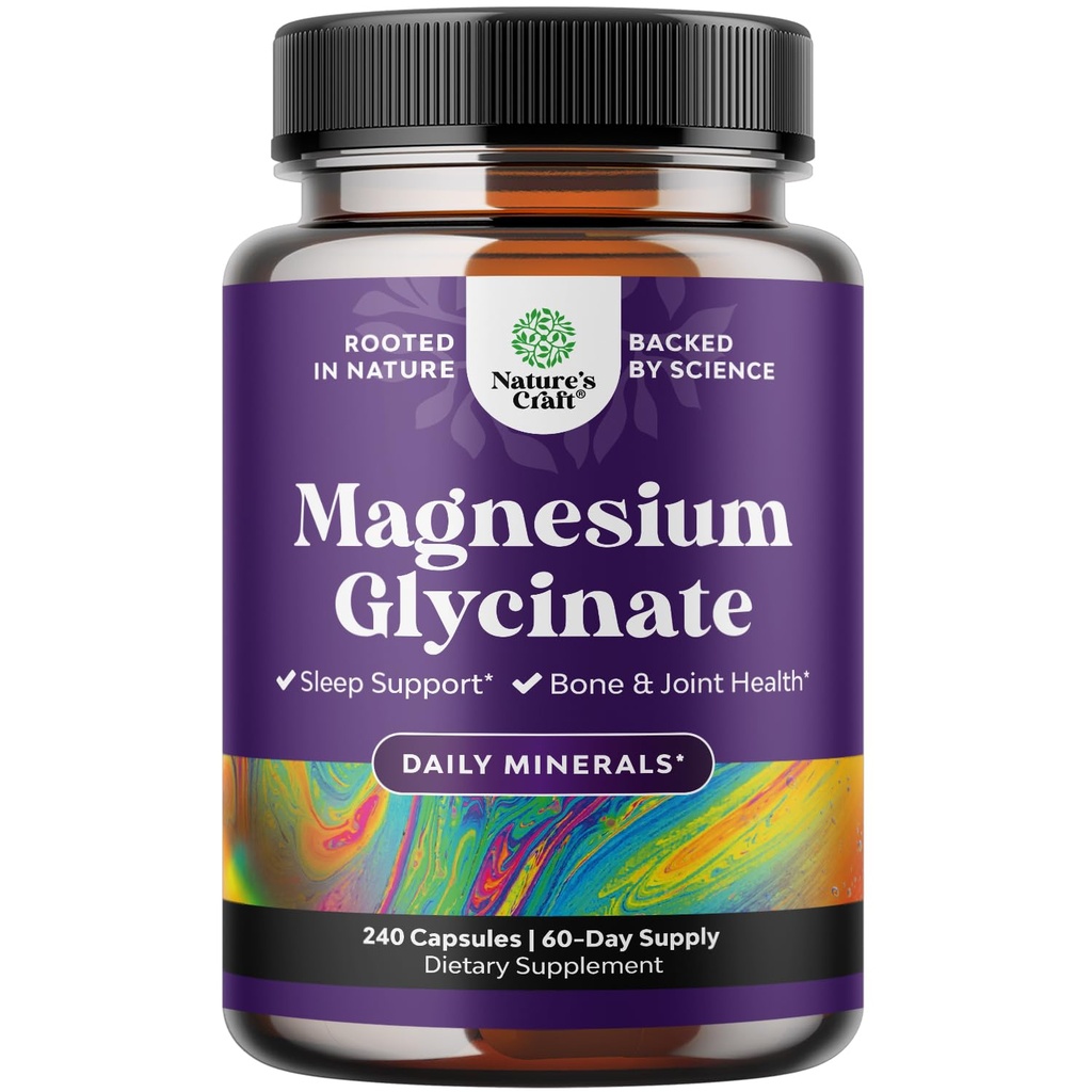 Rena Magnesium Glycinate Supplement 400mg Per Servering - Vegan High Absorption Chelated Magnesium kapslar för kvinnor och män med Elemental 400mg för humörsömn och avkopplingsstöd - 240 greve