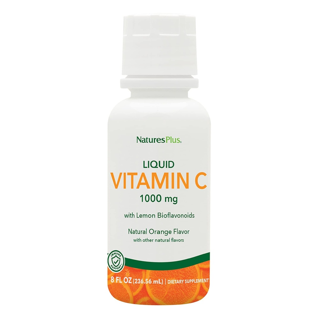 NaturesPlus Liquid Vitamin C - 1000 mg, 8 fl oz - med citronbioflavonoider - Vegetarisk, Glutenfri - 8 portioner