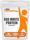 BulkSupplements.com Egg White Protein Powder - Egg White Powder, Lactose Free Protein - Unflavored & Dairy Free, 30g per Servering, 500g (1.1 lbs) (Pack of 1)