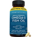 Viva Naturals Triple Strength Omega 3 Fish Oil Pills - 2500 mg High-Potency Formel med 2250 mg Omega 3 fettsyror (Inklusive EPA, DHA, DPA) i rTG Form för Absorption - IFOS Certified, 90 Softgels