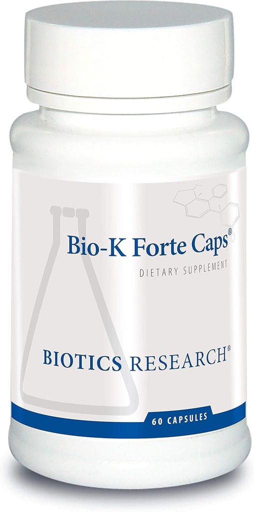 Biotics Research Bio K Forte Caps Vitamin K som menaquinone 7, fytonadione, Kombination med K1 & MK 7 i en 1:10 Ratio. High Potency Vitamin K med SOD och Catalase 60 kapslar