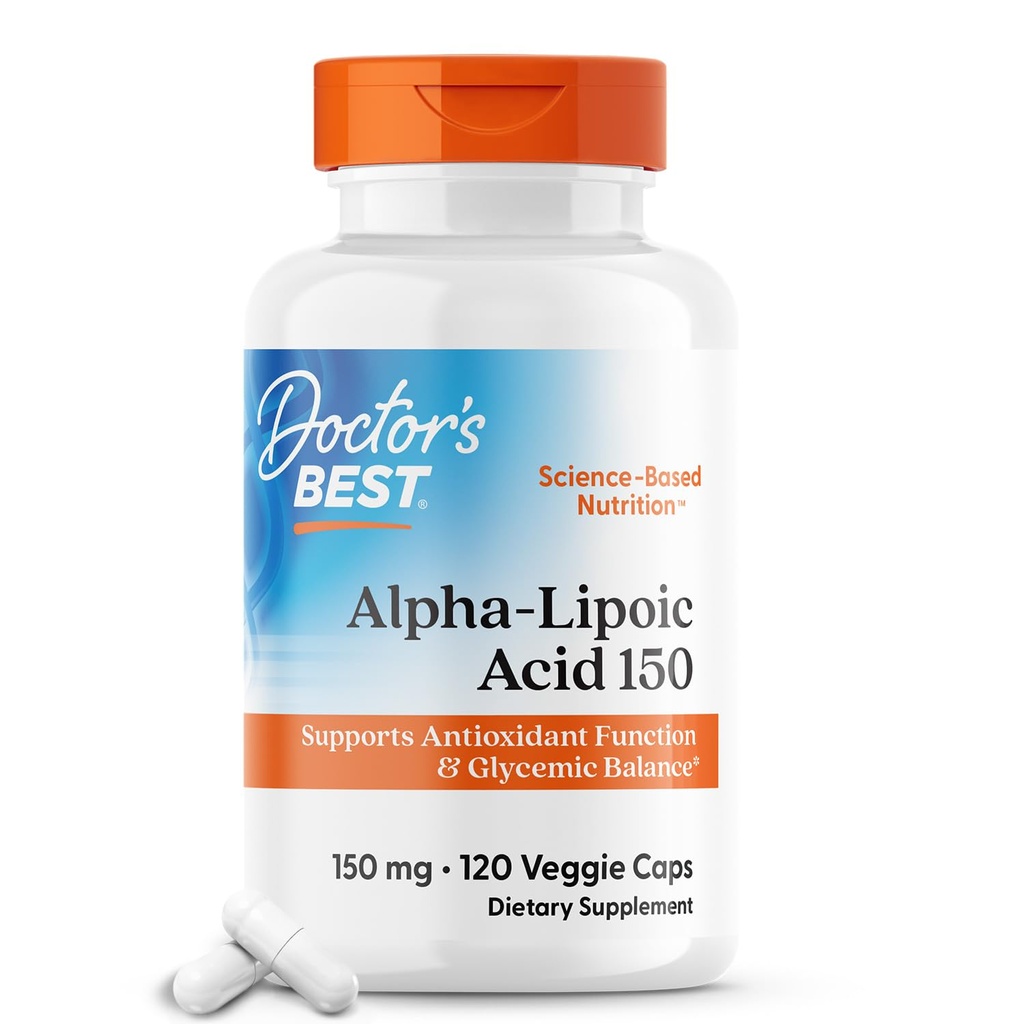 Läkarens bästa Alfa-Lipoic Acid 150, hjälper till att stödja glukosmetabolism och regenerera antioxidanter * Icke-GMO, Gluten Free, Vegan, Soy Free, 150mg, 120 Veggie Caps