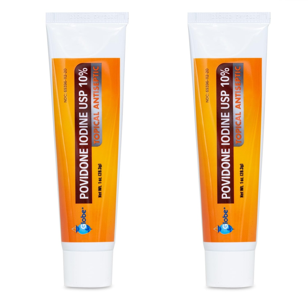 Globe (2 Pack) Povidone jod 10% första hjälpen salva 1 oz, för skärskrapor Burns (jämför med Betadine)