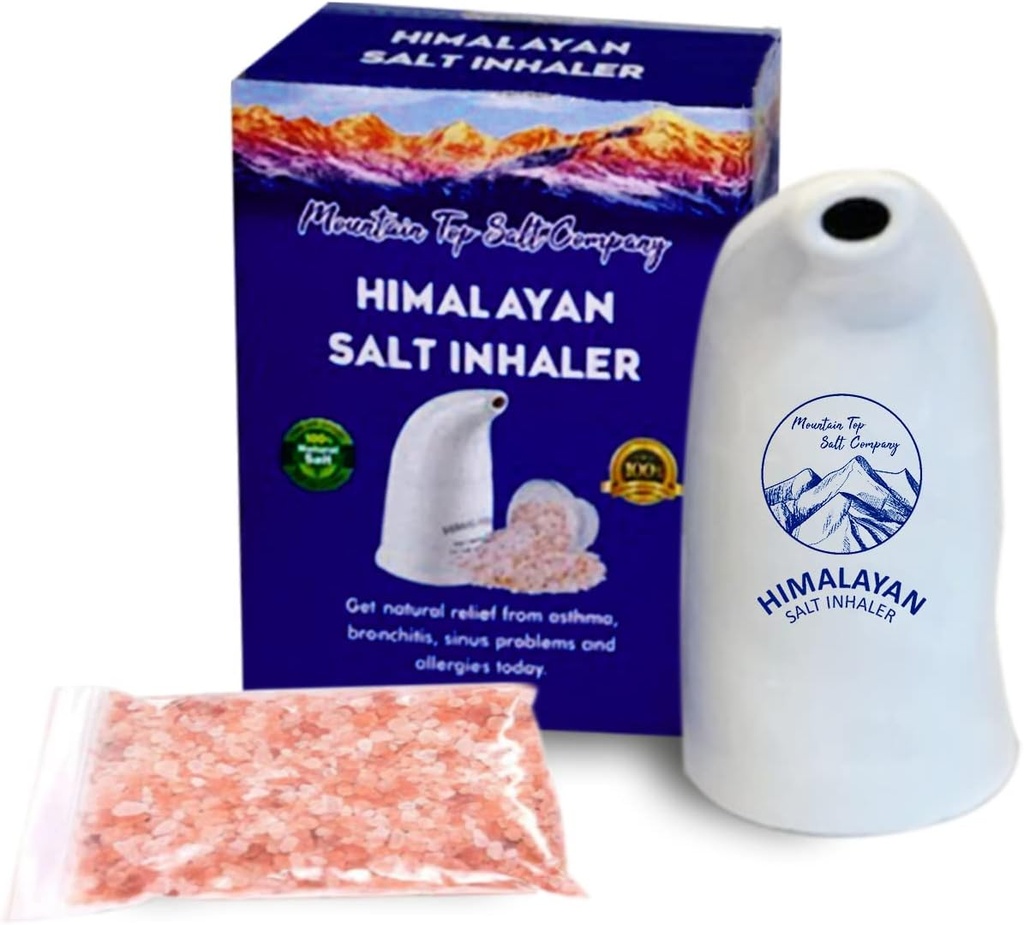 Keramisk Himalayan Salt Inhaler med Himalayan Pink Crystal Salt - Bra för allergi, Astma Relief och andra andningsvillkor - Handhållen och bärbar