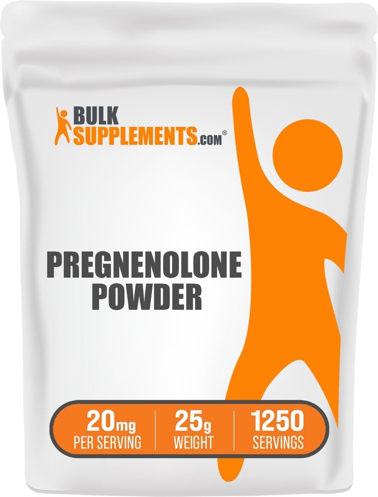 BulkSupplements.com Pregnenolone Powder - Nutritional Supplement, Pregnenolone 20mg - Pure & Gluten Free, 20mg per Servering, 25g (0,88 oz) (Pack av 1)