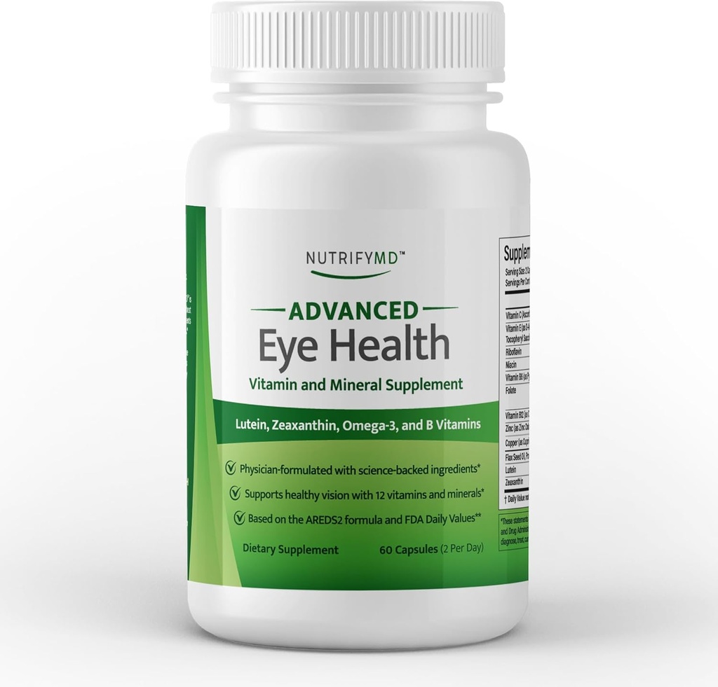 Avancerad Eye Health Vitamin och mineraltillskott med Lutein, Zeaxanthin, Omega-3 och B-vitaminer - 60 kapslar
