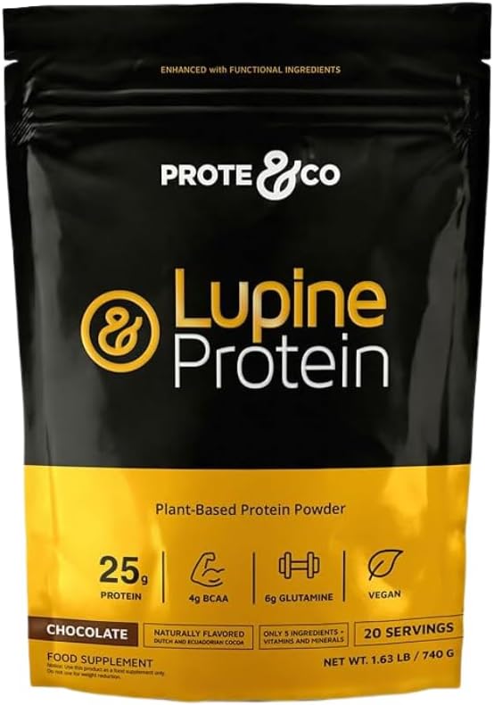 Prote & Co Lupin Protein - 24g Vegan Plant Based Proteinpulver. Icke GMO, No Added Sugar, Lactose Free, Gluten Free, Soy Free. 20 portioner - Choklad