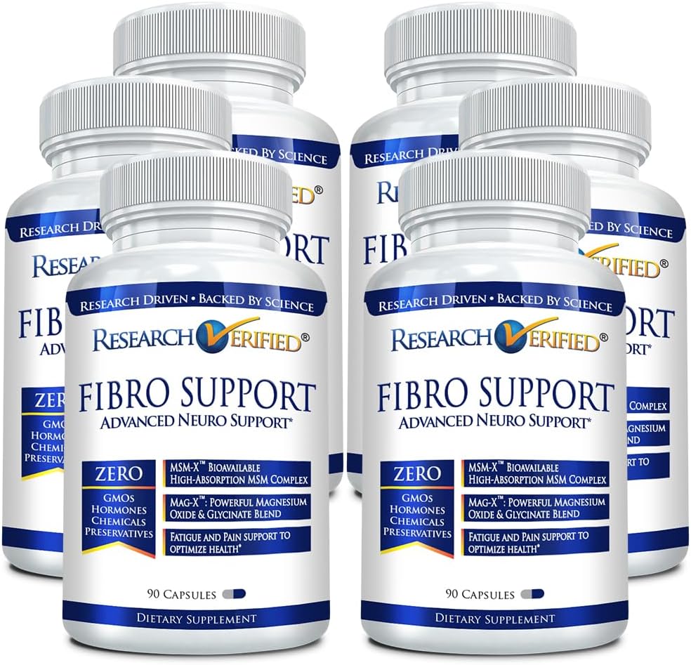 Forskning Verified Fibro Support - 540 kapslar - MSM, Magnesium, Vitamin D3, BioPerine - 6 månaders leverans - Vegan