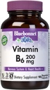 Bluebonnet Nutrition Vitamin B6 Vegetabiliska kapslar, 200 mg, för kardiovaskulär och nervsystemhälsa, sojafri, glutenfri, Kosher, Dairy Free, Vegan, icke-GMO, 90 Vegetabiliska kapslar, 90 portioner