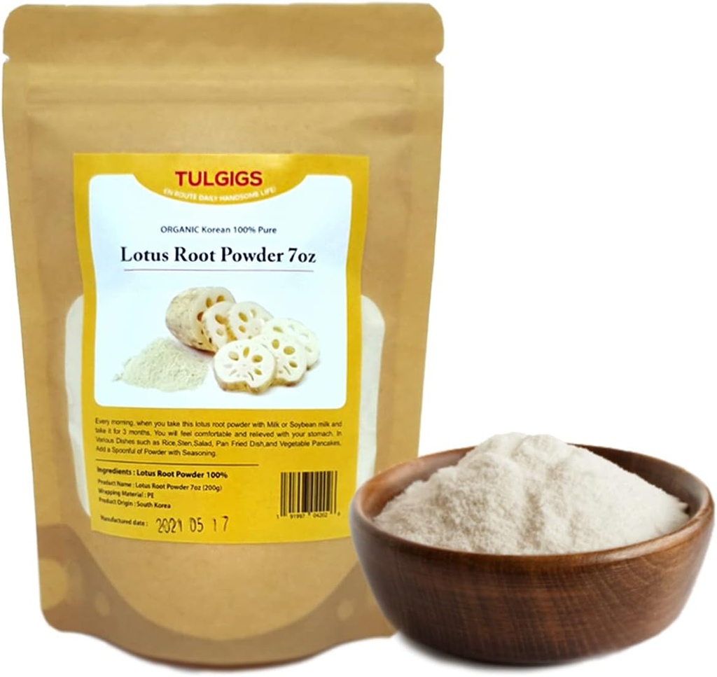 Lotus Root Powder 7Oz(200g) Naturlig 100% ren hälsosam fiber vitamin C Amino-syra tillverkad i KOREA