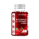 Vitamatic Vitamin B Complex Gummies med vitamin C & Inositol - Naturlig jordgubbsmak - 60 Gummies (1 flaska)